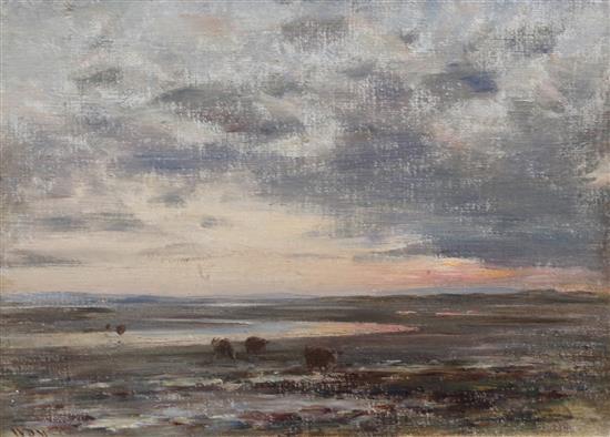 William Darling McKay (1844–1924) Sunset, Holy Island Sands, 11 x 14.5in.